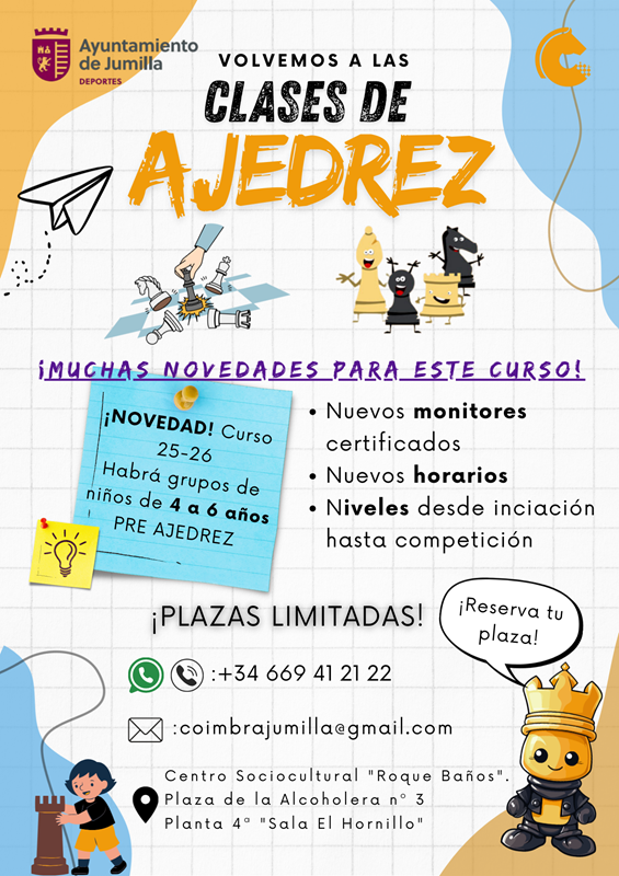 ¡Vuelven las clases de ajedrez en la Asociación Deportiva Coimbra!