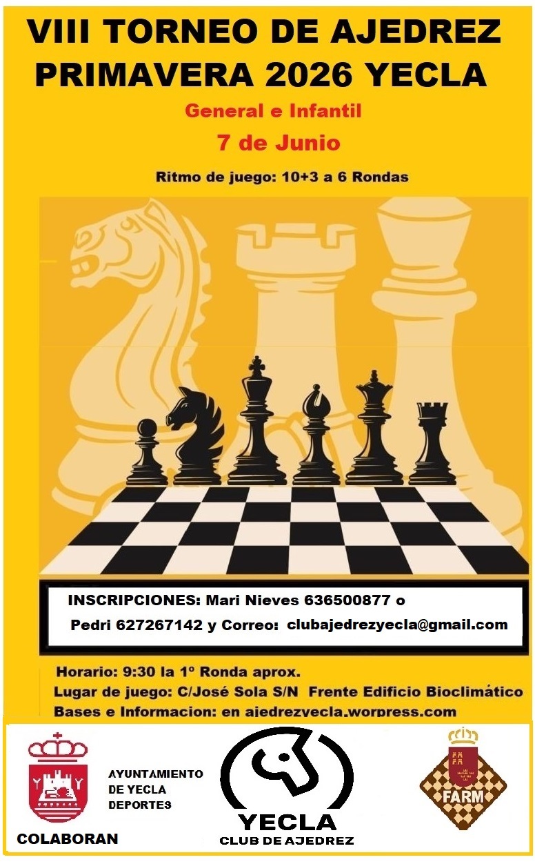 VIII Torneo de Primavera de Ajedrez Yecla 2026. GENERAL